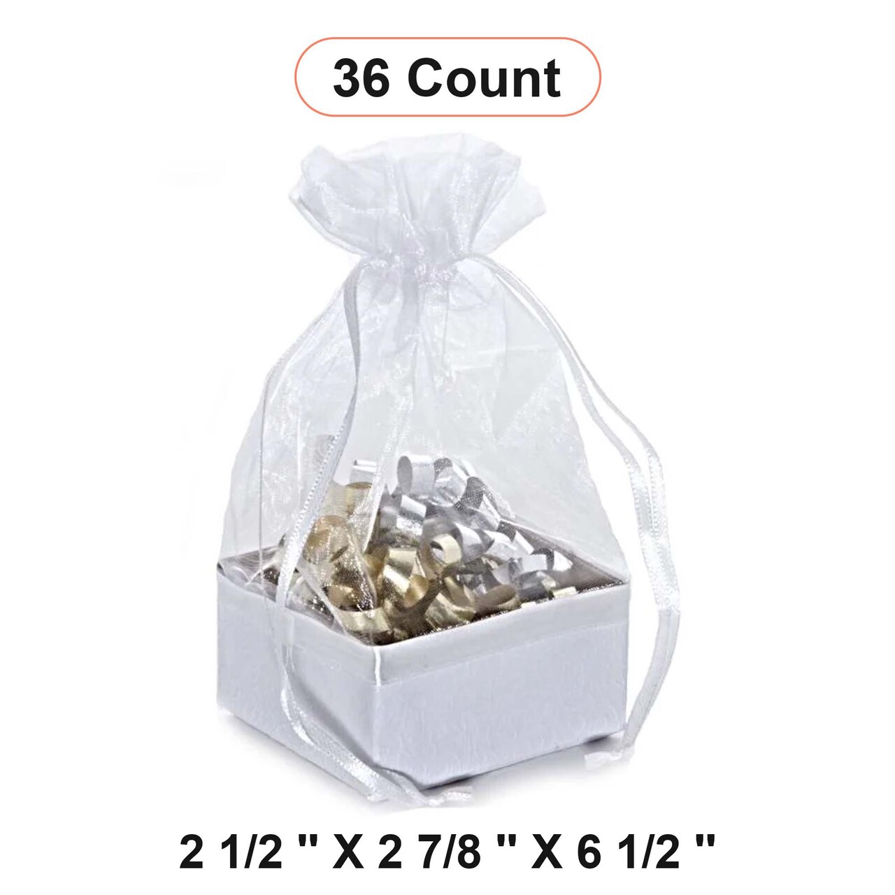 Box On The Bottom Organza Bags 2 1/2 '' X 2 7/8 '' X 6 1/2 '' Gifts